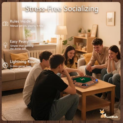 Shut The Box Game 나무 보드 게임, 1-6명의 플레이어용, 주사위 16개, 가정, 교실 또는 파티에서 성인 및 아동용 주사위 게임 - style: 6인용