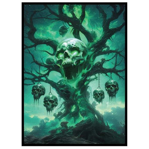 Kabinka MTG Card Sleeves - 100 Standard Size Pack Clear Front & Matte Finish Back with Skull Tree, Premium Sleeves for Magic The Gathering TCG