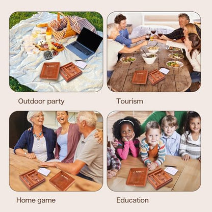 Demine Farkle Classic Dice Game Set – Wooden Dice Tray with Storage Case, 2 Sets of Dice, Score Pad, Pen Holder & Built-in Scoring Guide – Family Game Night or Gift