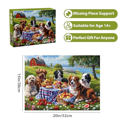 500 Pieces Puzzles for Adults–Dogs Jigsaw Puzzle for Adults Elderly–Recycled Paper Puzzle 500 Pieces–Challenging Family Activity Game Gift for Family Friends Men Women Seniors (21x15in) - style: Dog Puzzles