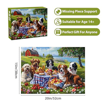 500 Pieces Puzzles for Adults–Dogs Jigsaw Puzzle for Adults Elderly–Recycled Paper Puzzle 500 Pieces–Challenging Family Activity Game Gift for Family Friends Men Women Seniors (21x15in) - style: Dog Puzzles