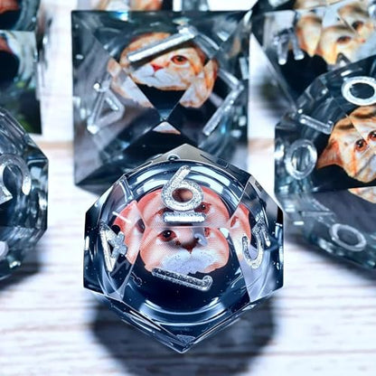 Resin Cat Head DND Dice, Sharp Edge Dungeons and Dragons Polyhedron Game Dice Set for Role Playing Games RPG Explorer Magic, Holiday Birthday Gifts Party Gifts - color: Cute Cat Head