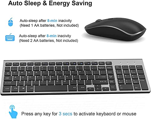 JOYACCESS Wireless Keyboard and Mouse,2.4G Ergonomic and Slim Wireless Computer Keyboard Mouse Designed for Windows, PC, Laptop,Tablet - Black Grey - color: black grey