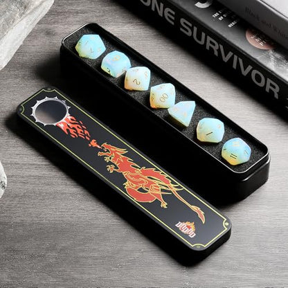 DNDND Opal Multifacted DND Dice Set for Dungeons and Dragons Tabletop Gaming, Collectors | Premium Gift Box & Durable Design (Opal) - color: Opal