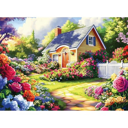 500 Pieces Puzzle for Adults, Flower Garden Puzzle for Adults, Beauty House Jigsaw Puzzles 500 Pieces Challenging Game Home Decor Birthday Party Gift Toy for Adult Seniors, 20.5 * 15 inch - style: Flower Garden