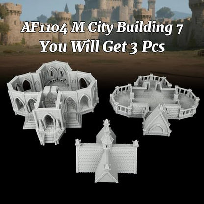 Fantasy Scenery Miniature Game Buildings - 25mm Scale Unpainted Gothic Manor with Dual Balconies, Large Stone TTRPG Terrain for Dungeons and Dragons Wargame - City Building 7 (AF1104 M) - color: Af1104 M City Building 7