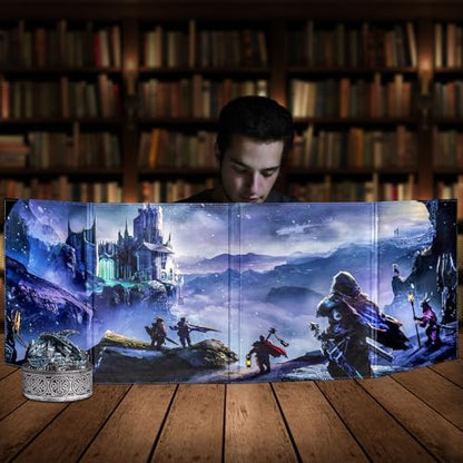 DND DM Screen, Dungeons and Dragons Master Screen Leather | 4 Wet-Erase Function Pockets,DND Game Accessories for TRPG,with 4 Panels Master Screen Inserts - color: Screen B