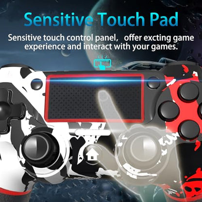 SZYUYU Wireless Controller for Ps4 Romote Compatible with Ps4/Slim/Pro/Windows PC, Controller for Ps4 with 3.5mm Audio Jack, Touch Pad,Six Axis Motion Control, Charging Cable (FLAME WHITE) - color: FLAME WHITE