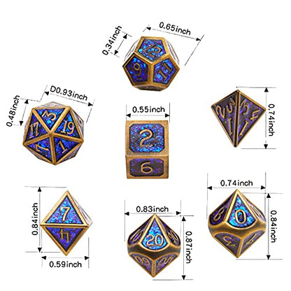 Metal dice Set D&D, Polyhedron DND Dungeons and Dragons Metal DND dice Set, Suitable for Pathfinder RPG Shadow Run Savage World and Other Role-Playing Game dice Sets - color: Glitter Bronze