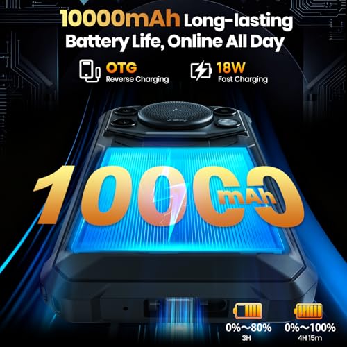 FOSSIBOT F110 Pro Rugged Smartphone Unlocked 5G Android 15, 128dB Loudest Speaker 20GB+128GB /2TB 10000mAH, 6.7'' HD Display 50MP Rear Camera, IP68/69K Waterproof, NFC/Dual SIM/Widevine L1 - color: Oranger
