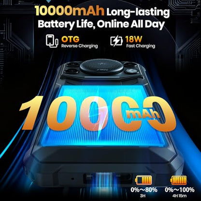 FOSSIBOT F110 Pro Rugged Smartphone Unlocked 5G Android 15, 128dB Loudest Speaker 20GB+128GB /2TB 10000mAH, 6.7'' HD Display 50MP Rear Camera, IP68/69K Waterproof, NFC/Dual SIM/Widevine L1 - color: Oranger