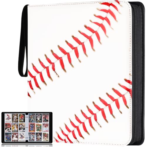 Baseball Card Binder, 1080 Pockets 9-Pocket Trading Card Album with Zipper | 60 Double-Sided Sleeves for Sports and Game Cards, Portable Zippered Storage Organizer, Gift for Collectors and Kids - color: Baseball B