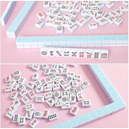 TIASUSAN Pink Mahjong Mat (31.5” x 31.5”) with Black Carrying Bag, Anti-Slip, Noise-Reducing Table Cover for Mahjong, Poker, Board Games, Dominoes, and Card Games - color: Pink