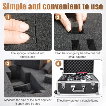4 Pack Pick and Pluck Foam Inserts, 16 x 12 x 2 Inch Foam Sheets for Crafts, Toolboxes, Storage Drawer, Foams Padding Polyethylene Sheets, Closed Cell Foams, Home Storage Organizer