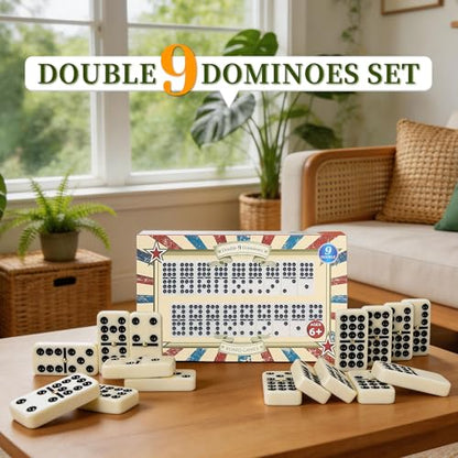 Offelec Double 9 Dominoes Set, 55 Tiles Classic Board Game in Magnetic Closure Box - Premium Dominoes for Adults, Kids & Family, Perfect for Game Night, Travel & Parties, Ages 8+ Up to 6 Players - color: Double 9 Dominoes