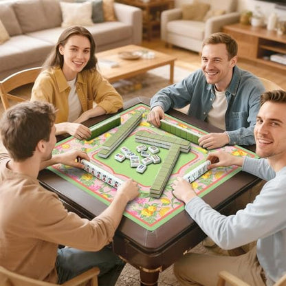Green Mahjong Mat for Table, 31.5 * 31.5in Anti Slip Mahjong Table Cloth, Noise Reduction, Neoprene Mah jongg Mat with Carrying Bag & 3 Dices, Poker Board Tile Games Mats, Lemon Tree - color: Lemon03