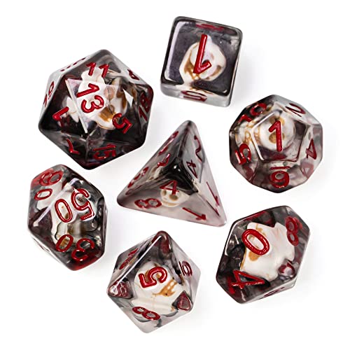 UDIXI DND Skull Polyhedral Dice Set, Skull D&D Dice for Role Playing Games | Velvet Storage Bag, DM Gift, for Dungeons and Dragons Tabletop Games Board Games - color: Skull Black
