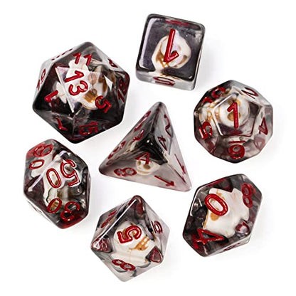 UDIXI DND Skull Polyhedral Dice Set, Skull D&D Dice for Role Playing Games | Velvet Storage Bag, DM Gift, for Dungeons and Dragons Tabletop Games Board Games - color: Skull Black