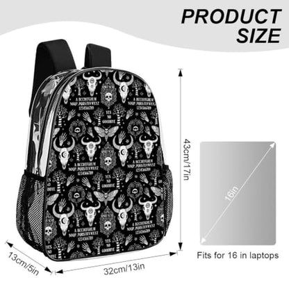 Large Clear Stadium Backpack Mesh Side Pockets Zipper Compartments | Large Capacity, Cat Skull Head Witch Board Black Gothic, Heavy Duty, Stadium Approved, Transparent Bag for Towels Water - color: Pattern (844)