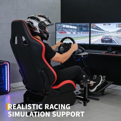 Foldable Sim Racing Rig | Heavy-Duty Carbon Steel Racing Wheel Frame Fits Logitech & All Top Gaming Steering Wheel Brands - size: 25.6x27.6x31.5 Inch
