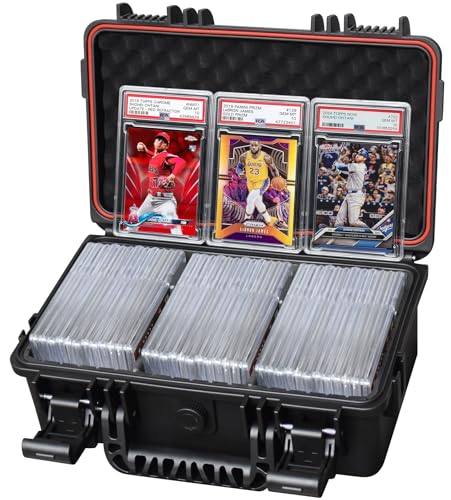 Graded Card Storage Box, Graded Card Case for PSA BGS CGC SGC Slabs, Sports Card Storage Box for Baseball Trading Cards, Top Loaders & One-Touch Holders, IP67 Waterproof Hard Case with 2 Dividers - color: Compact