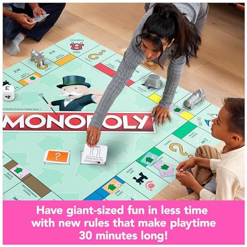 Spin Master Games Monopoly Giant Edition Oversized Classic Kids Board Game | Fast-Paced Property Trading Game, Oversized Vinyl Gameboard, Active Indoor Or Outdoor Family Fun, 2-4 Players, Ages 6+ - style: Giant Monopoly
