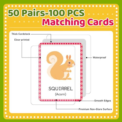 gisgfim 100 PCS Go Together Memory Matching Game Associations Learning Flashcards Educational Vocabulary Sorting Concentration Memory Card for Preschool Ages 3-8 A Fun & Fast Activities Matching Games - style: Go Together