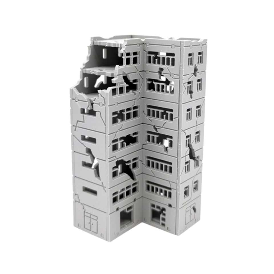 Mycity 1/300 Scale Battle Destroyed Buildings in a Mini City Scene (A)