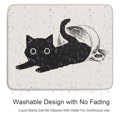 Cute Black Cat Mouse Pad,Kawaii Anime Cat Mouse Pads for Wireless Mouse Desk Accessories,10"X8" Travel Mousepad with Non-Slip Rubber Base, Stitched Edge Mouse Pads for Desk,Computers,Laptop,Office - color: S-9