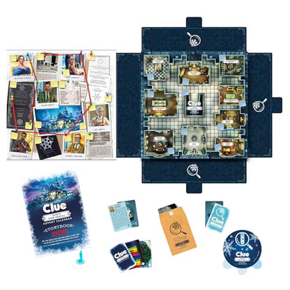 Clue Advent Calendar: Secrets Under Snowfall | 24 Days | Family Mystery Games | with 6 Winter-Themed Tokens and Surprise | Ages 10+ | 1+ Players