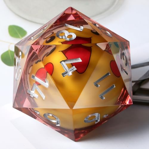 D20 55mm Dice,DNDND LED 20 Sided Resin Dice with Gift Velvet Pouch for Dungeons and Dragons and Table Game(Cartoon) - color: Led 55mm Cartoon