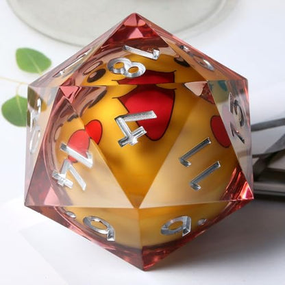 D20 55mm Dice,DNDND LED 20 Sided Resin Dice with Gift Velvet Pouch for Dungeons and Dragons and Table Game(Cartoon) - color: Led 55mm Cartoon