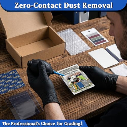 DEDC Card Grading Kit Mailer Set Submission with 25 Semi Rigid Holders 200 Card Sleeves Air Blower Bubble Wrap Gloves Cleaning Cloth for Collectible Card Shipping and Protection (1-Set- BGS) - size: 1-set- BGS