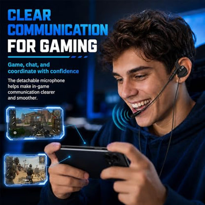 GameBuds Pro in-Ear Gaming Headset with Detachable Microphone, Wired Earphone 3.5 MM E-Sport Earphone Noise Cancelling, Gamings Earphones Wired for Mobile Gaming (Black)