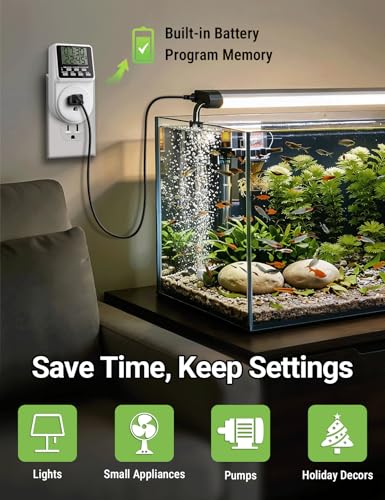 Techbee Digital Infinite Repeat Cycle Intermittent Timer Plug for Electrical Outlet, 24 Hour Programmable Indoor Timed Power Switch with Countdown Delay On and Off (120V, 15A), 1 pack - style: 1 Pack