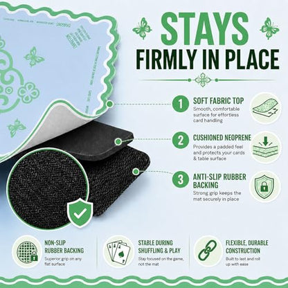 Neoprene Mahjong Mat for Table, 32 x 32 Inch Square Mahjong Table Mat with Carrying Bag, Non Slip Rubber Backing, Noise Reducing Game Mat for American Mahjong, Dominoes, Cards, Board Games (Green) - color: Green