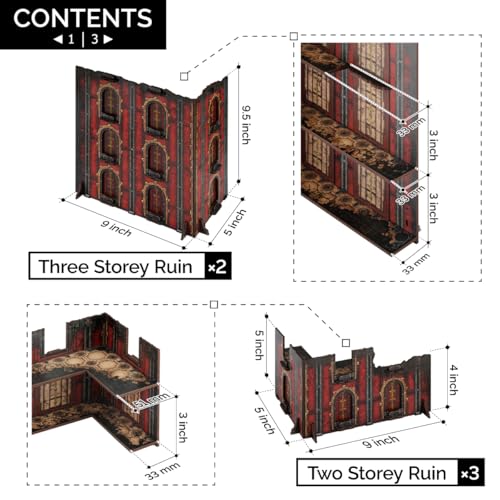 Jucoci Battlezone Creation Kit 9PCS Tabletop Terrain Wargame Terrains Set Compatible with WH40K（Red - color: Red, size: 9 PCS Set