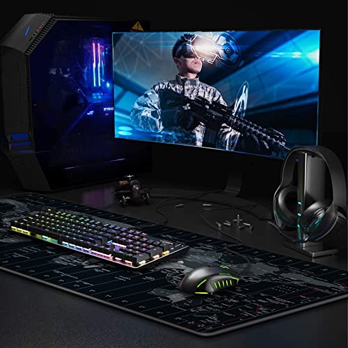 JIALONG Large Gaming Mouse Pad Extended Desk Mat XXL Mousepad with Non-Slip Keyboard Pad for Office Laptop, Computer and PC - 35.4 x 15.7 inches World Map - color: World Map