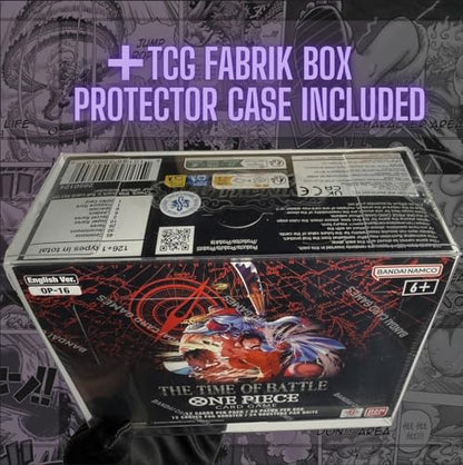 OP16 The Time of Battle Booster Box English OP-16 Booster Box Display Factory Sealed for OP16 Paramount War Theme One Piece Cards English TCG (24 Packs) + Custom TCG Fabrik Don Card