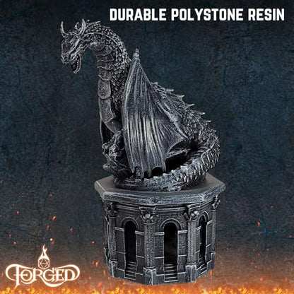 Forged Dice Co. Dragon Dice Jail - D&D Dice Holder and Storage Box with Removable Collectors Dragon Miniature - Fits Up to 2 Standard Polyhedral RPG Sets - Black - color: Black Dragon Dice Jail