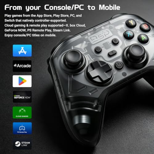Joso Game Controller with Phone Mount, Play on iPhone/iPad/Android/PS4/PC/Switch with Hall Effect Joysticks/Hall Triggers, Supports Wired Controller with 1000Hz Polling Rate/Cloud Gaming/Streaming - color: Black
