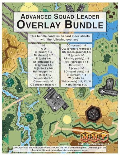 Multi-Man Advanced Squad Leader Overlay Bundle, 34 Card Stock Map Sheets, Board Game Expansion, for Adults Ages 18+