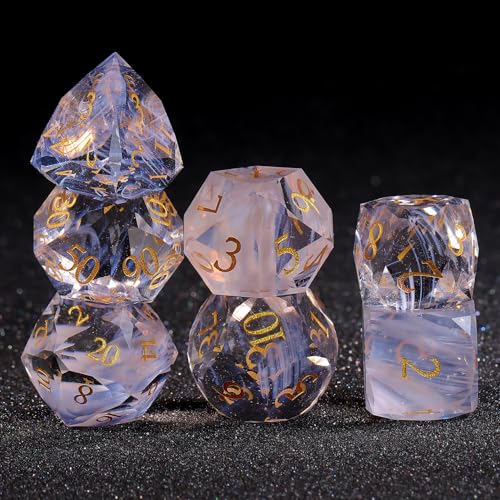 7-Piece Diamond Cut Dice Set D&D Set for Dungeons and Dragons, RPG, Tabletop Games, remium Gift Box & Durable Design - color: Ls-1