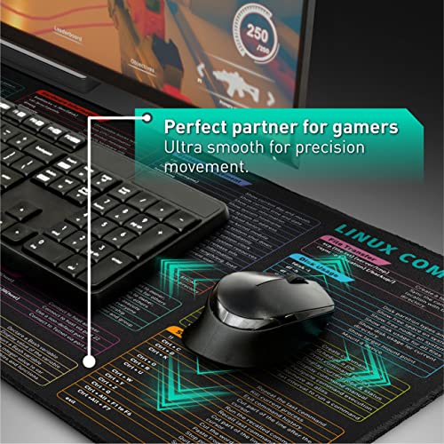 Pixiecube Linux Commands Line Mouse pad - Extended Large Cheat Sheet Mousepad. Shortcuts to Kali/Red Hat/Ubuntu/OpenSUSE/Arch/Debian/Unix Programmer. XXL Non-Slip Gaming Desk mat - color: Linux, size: 31.5L x 11.8W inches