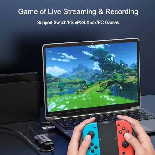 Video Capture Card 4K HDMI to USB-A/USB-C Capture Card Full HD 1080P 60FPS USB3.0 Capture Video and Audio Recording for Gaming, Streaming, Teaching, Video Conference