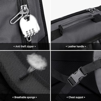 WITZMAN Travel Backpack for Men 40L Carry-on Luggage Bag USB Charging Port | Nylon Laptop Backpack Multi-pocket Fits 17 Inch, TSA Friendly Flight Approved, For Business Trip, Vacation, B686 Silvery Grey - color: Silvery Grey