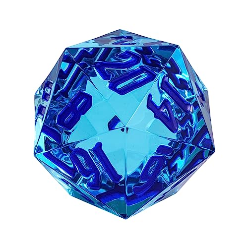 55mm 20 Sided DND Dice, Giant D20 D&D Polyhedral Dice Large D20 with Die Gift Box for Dungeons and Dragons, RPG Table Games (Transparent Blue/Blue Numbers) - color: Transparent Blue/Blue Numbers
