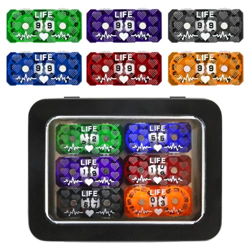 6Pcs MTG Life Counter Double Digits with Metal Box, Health Tracker Life Counter for Collectible Card Games, Compatible with D&D RPG CCG TCG Tabletop Board Games Magic Card Games Accessories - color: A Color-6pcs
