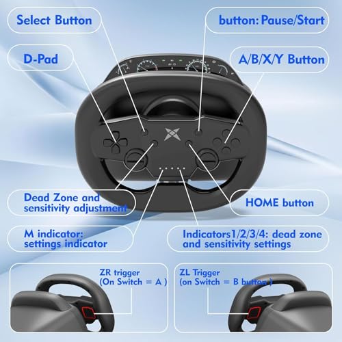 NBCP Gaming Racing Wheel and Pedals, 270 Degree Wireless Bluetooth Steering Wheel with Dual-Vibration Motors, Pro Racing Wheel for PC,PS4,PS3,Switch,Android Mobile Phones
