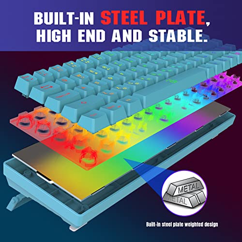 Snpurdiri 65% Membrane Gaming Keyboard, RGB (68 Keys,Blue) | Compact Wired Small Gaming Keyboard for PC/Mac Gamer, Typist, Travel, Easy to Carry on Business Trip - color: Blue